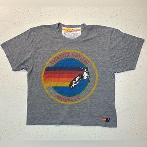 AVIATOR NATION MIAMI LOGO BOYFRIEND TEE - HEATHER GREY / GUC